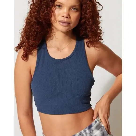 NWT Threads 4 Thought Kensi Rib Sports Bra Heather Chambray Women's Size Large - Picture 3 of 12